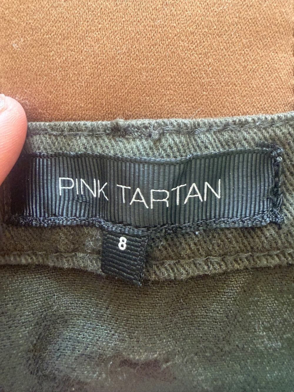 Pink Tartan Olive Green Cotton Button-Front Skirt Size 8 - Picture 5 of 9